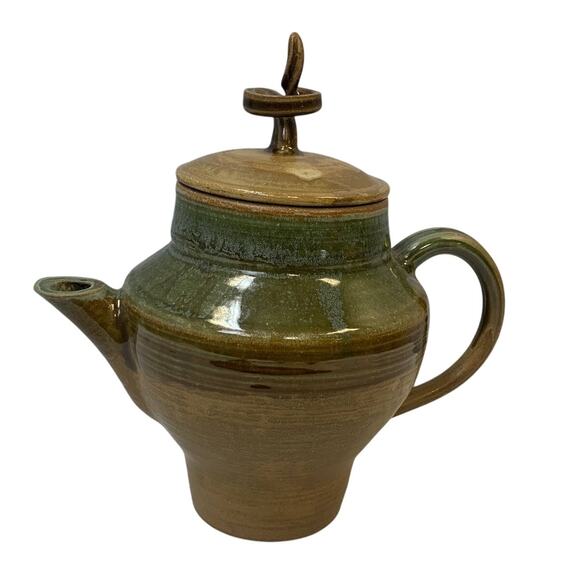 Vintage Handmade Mama Luna Large Teapot Handle Lid Ceramic Fired Pottery